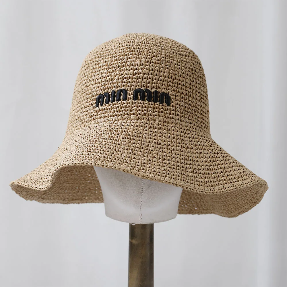 Handmade letter embroidery Bucket Hat Fisherman Hat Hand weaving Panama Girl Fishing women Sun Hats women bucket hat sun hat women hat bucket hat