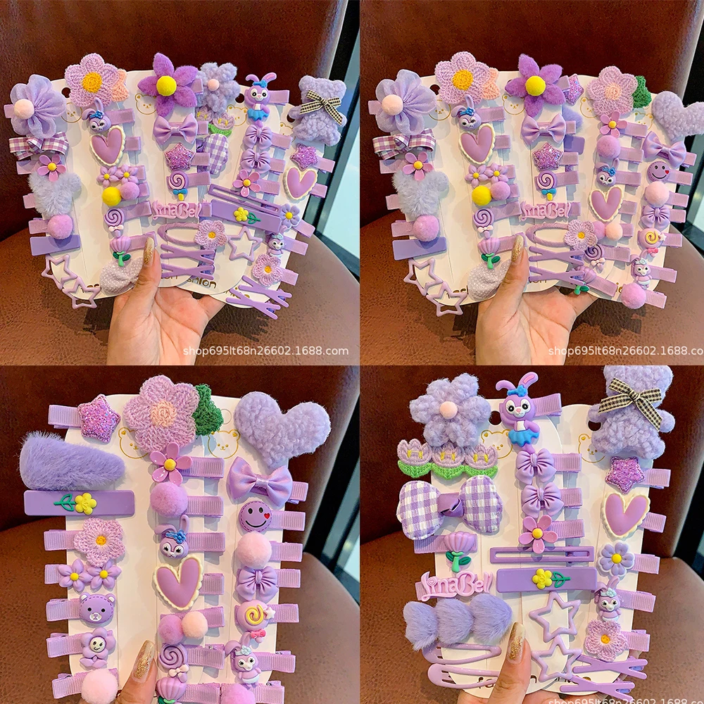 

48pcs/set Kawaii Cute Disney Purple StellaLou Cartoon Barrette Headwear Schoolgirl Attachment Decoration Children Festivals Gift