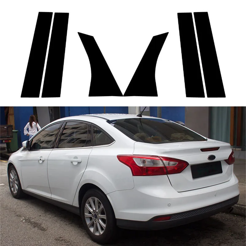 

Для Ford Focus Седан/Хэтчбек 2012 2013 2014-2018 2019 глянцевая черная Автомобильная дверь, окно, задняя декоративная накладка