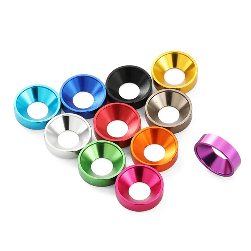 Aluminum washer M2M2.5 M3M4 M5M6M8 Aluminum Alloy Countersunk Head Washer Bolt Washers Gasket Anodized Flat Head Washer Colorful