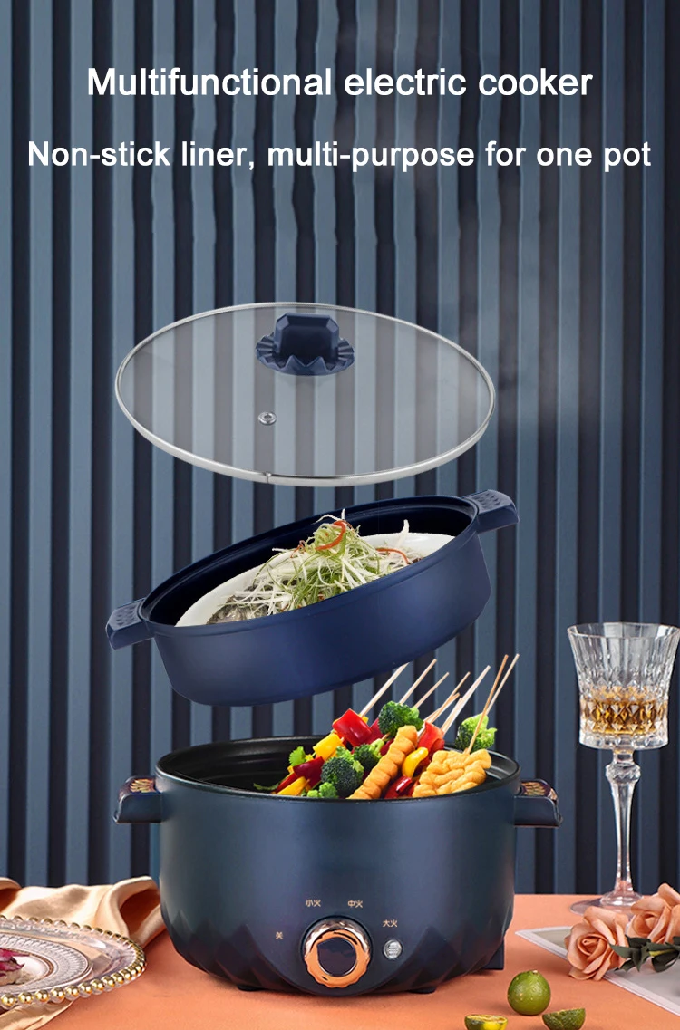 Description Picture 2 of item220V Multifunctional Electric Cooker Heating Pan Stew Cooking Pot Hot Pot Noodles Eggs Soup Steamer Rice Cooker Food Frying Pan