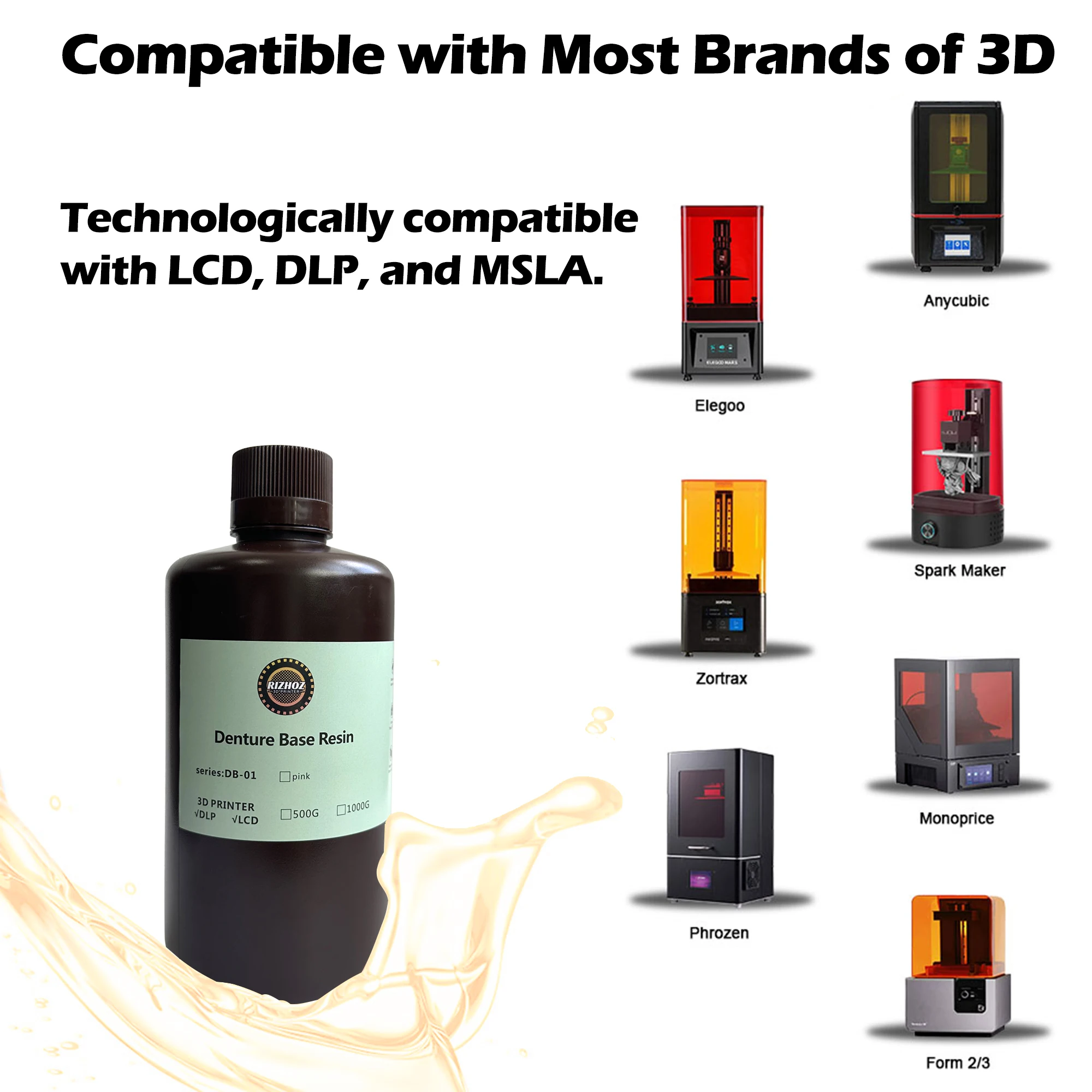 Denture Base Resin for 3D Printer Making the Foundational Part of Dentures for Support and Fit 500g,1000g