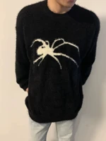 Cleanfit Spider round Ne Knitted Sweater Loose Fit Cotton Blend Fabric Long Sve Youth Casual Wear Breathable Comfortable