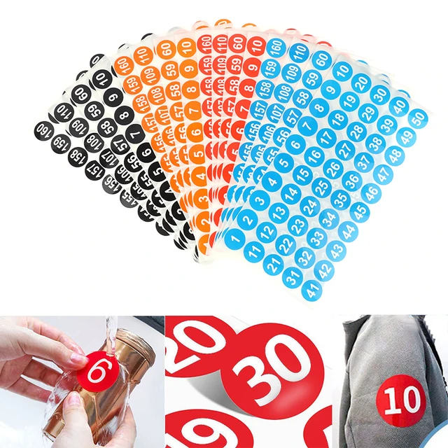 cobee 30 Sheets Small Number Stickers, 1 to 100 Round Number Self Adhesive  Stickers Vinyl Small Round Labels Number Stickers Waterproof Stickers for