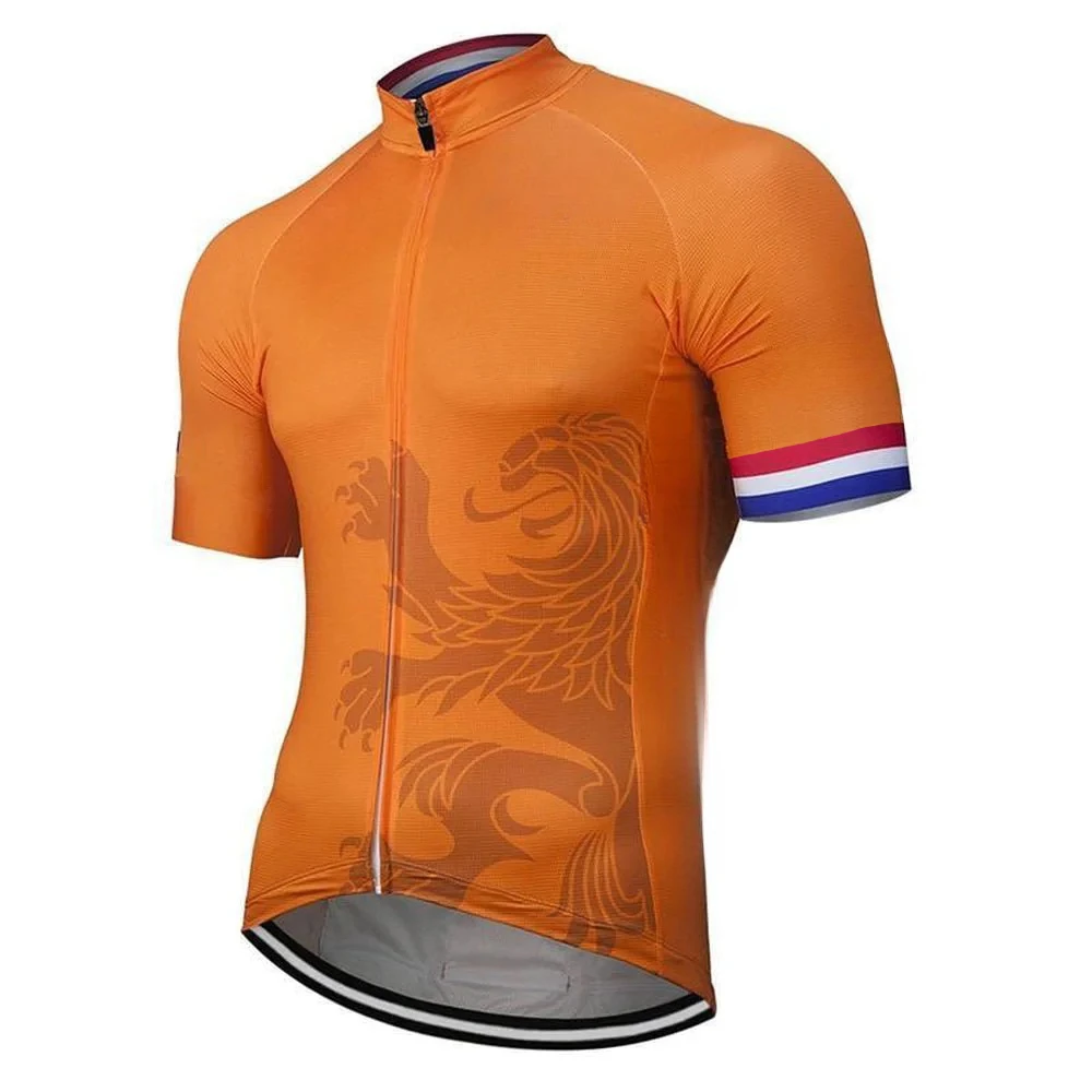 thumbnail image 1 of Nueva camiseta de ciclismo de Holanda para hombre, color naranja, ropa de ciclismo, ropa de ciclismo, manga corta, personalizable, 1 of 4