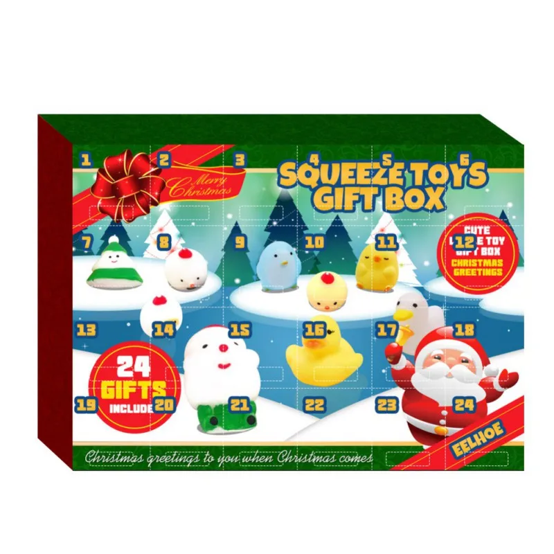 Christmas Advent Calendar 24 Days/set Squeeze Toys Christmas Countdown Advent Calendar Toy for Kid New Year Children Xmas Gift Stress Relief Toy Kit