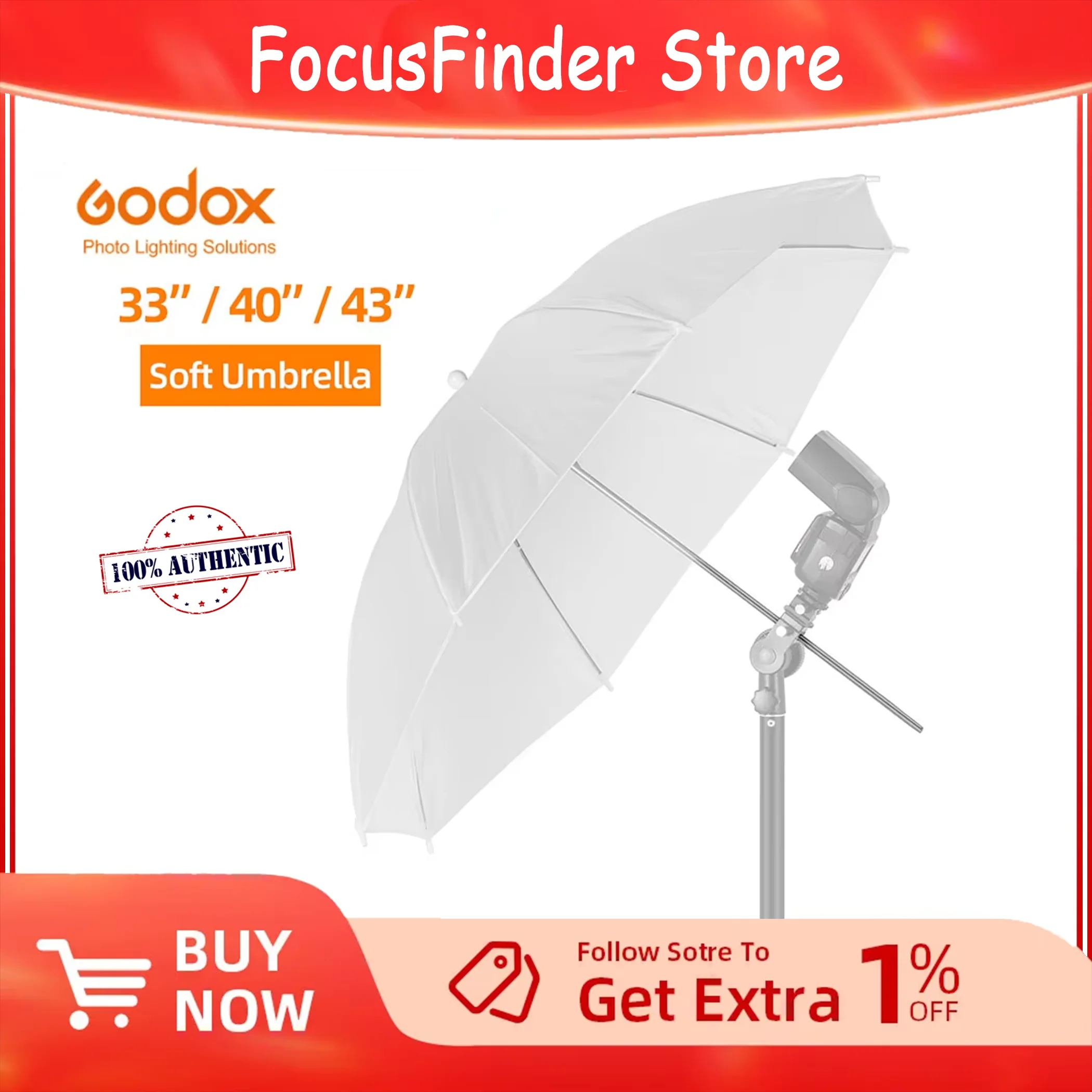 Godox Soft light umbrella Professional 33" 84cm 40" 102cm 43" 108cm White Translucent Soft Umbrella for Photo Studio Flash Light