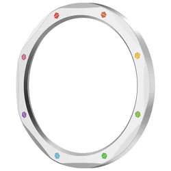 Elegant Metal Bezel Ring with Tempered Glass for Smartwatch Face Protection (Silver Rainbow)