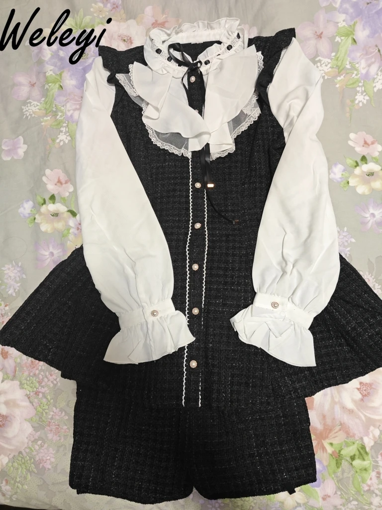 

Japanese Jirai Kei Lolita Dress Suit 2024Autumn and Winter New Cute Mine Series Mass Produced Lace Up Classic Style Dresses Set