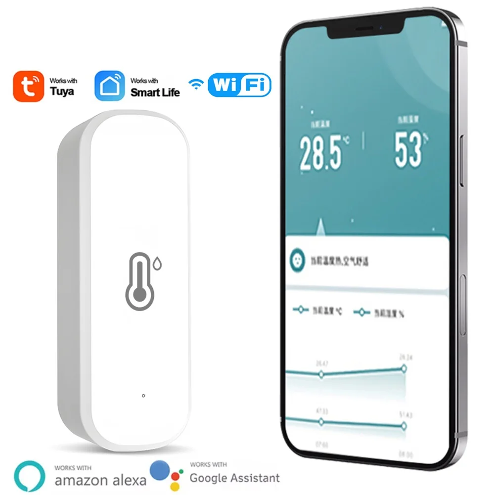 

Tuya ZigBees/WiFi Smart Temperature And Humidity Sensor Battery Powered Smart Homes Security Works With Homes