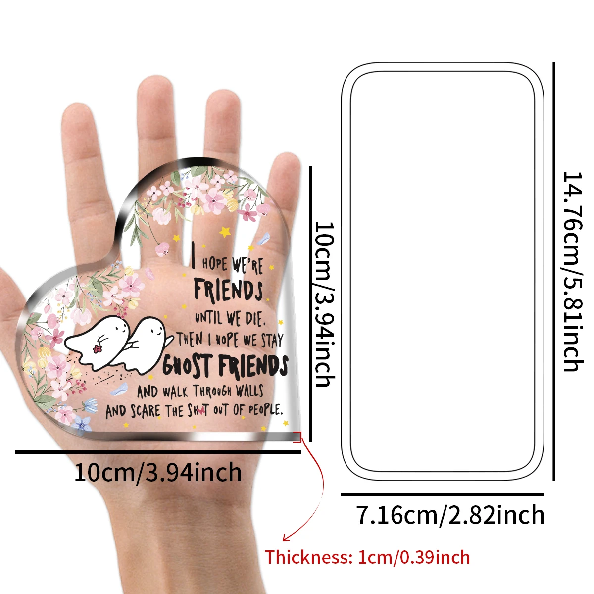 1 מתנות יום הולדת החבר הכי טוב pc מתנות עבור נשים bestie הלב חמוד נייר משקולת ליל כל הקדושים מתנות לוח אקריליק מצחיק לחברים