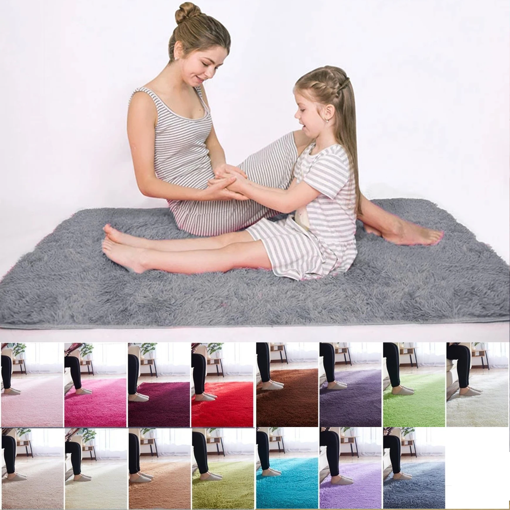 RULDGEE Warm Alfombra Plush Shaggy Carpet Floor Rugs For Kids Living Room Fluffy Home Faux Fur Area Rug Mats Silky Rugs