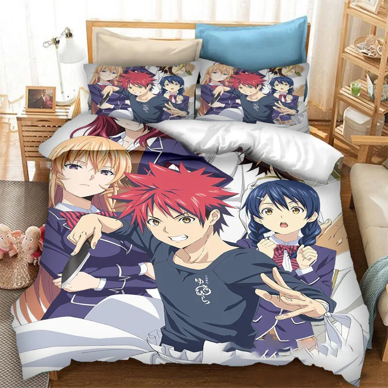 

Anime Food Wars Shokugeki no Soma Bedding Set Boys Girls Twin Queen Size Duvet Cover Pillowcase Bed Kids Adult Customizable