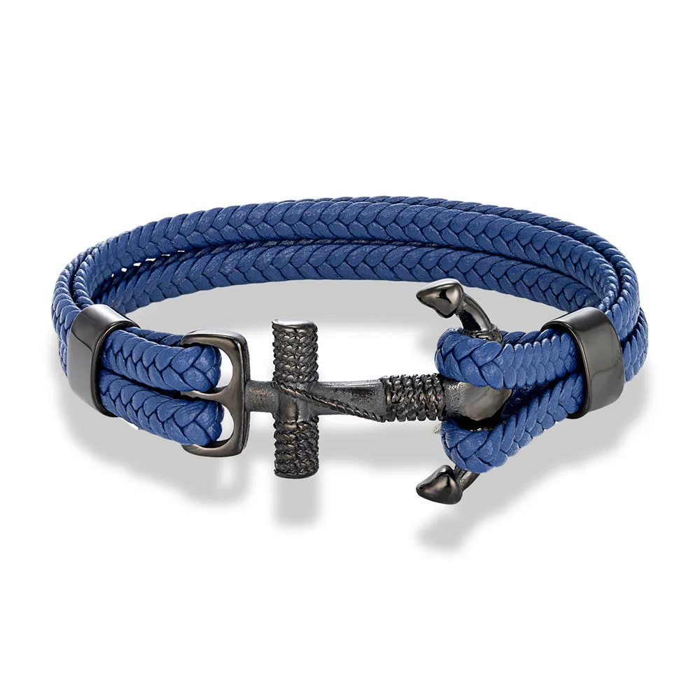 MKENDN Navy Style Men Vintage Anchor Bracelet Handmade Woven
