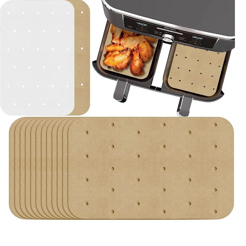air fryer oil absorbing paper 100pcs Air Fryer Oil Absorbing Paper For Baking Kitchen Food Oil-proof Double-sided Silicone Oil Paper Non-stick Steamer Pad Mat