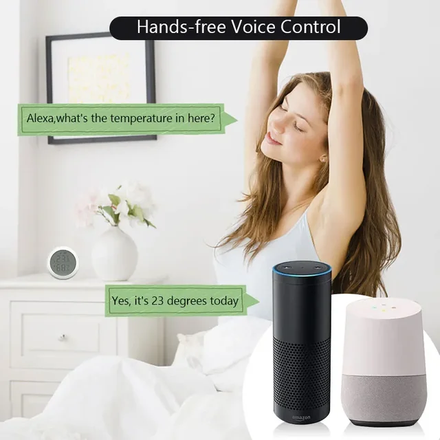 Tuya Smart ZigBee Temperature And Humidity Sensor Wireless LED Screen Display Working With Google Assistant Tuya Zigbee Hub 3