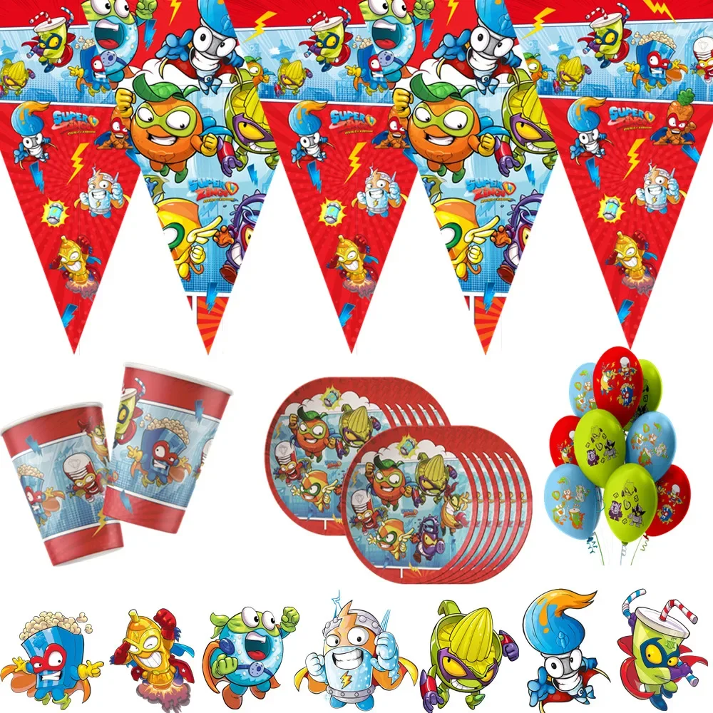 Game Superzings Theme Baby Shower Party Decoration Birthday Sets Banner Straw bag Cup Plate Tablecloth Supplies For Kids baby girl shower pink hello cat theme party supplies paper cup plate tablecloth kids birthday party banner wedding decor balloon