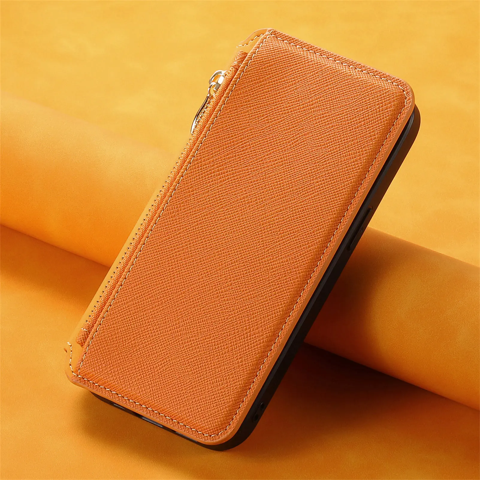 2 in 1 Magnetkarten-Solt-Reißverschlusstasche Leder-Geldbörsenhülle für iPhone 16 Pro Max 15 Plus 14 13 12 11 XS Kabellose Ladeabdeckung_voghion.com
