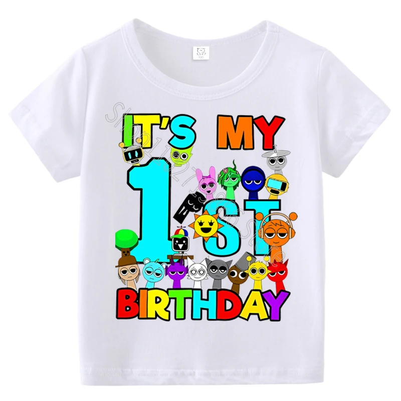 الصيف قصيرة الأكمام Sprunki Incredibox طباعة الأطفال تي شيرت الاطفال ملابس الفتيان الفتيات القطن تيز القمم هدايا حفلة عيد ميلاد