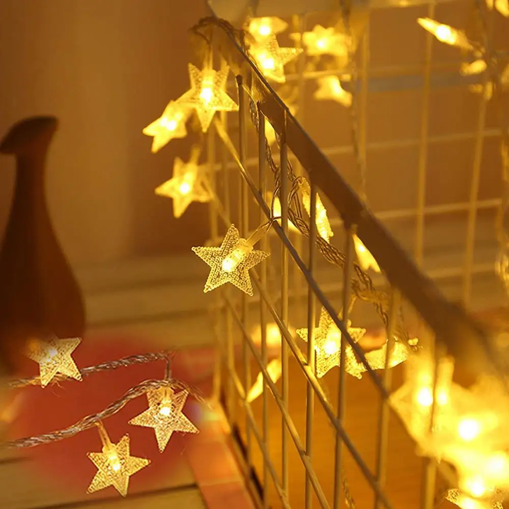 thumbnail image 1 of Guirnaldas de luces navideñas con forma de estrella y copo de nieve de 10 m, 20 m y 30 m para exteriores, para decoración de habitaciones, bodas, fiestas y Año Nuevo, 1 of 5
