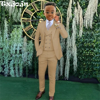 Vestito da ragazzo alla moda Set 3 pezzi Giacca Gilet Pantaloni Banchetto Party Outfit Smoking per bambini eleganti Abiti per invitati a un matrimonio 2-20T