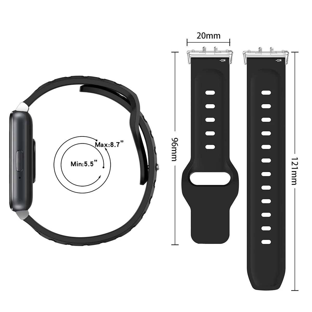 Sports Silicone Replacement Strap for Fit 3 - Unisex Bracelet Accessory