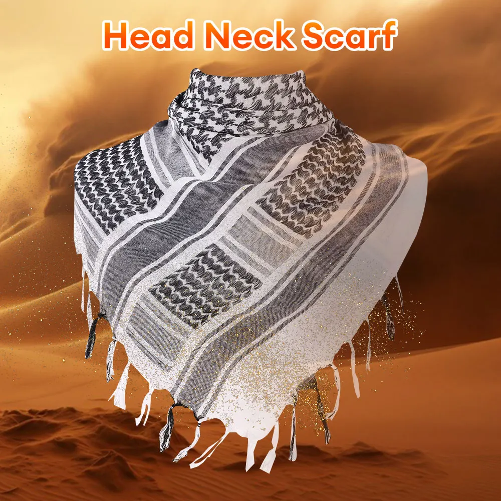 

Tactical Hunting Scarf Military Tactical Desert Head Head Wrap Windproof Tactical Neck Scarf Arab Wrap with Tassel 43x43 inches