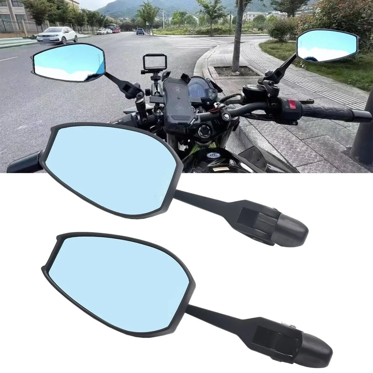 유니버설 오토바이 백미러 접이식 360도 ° 야마하 YZF R1 R6 R7 YZF-R1 YZFR1 R1s 액세서리 조정 2024 2025