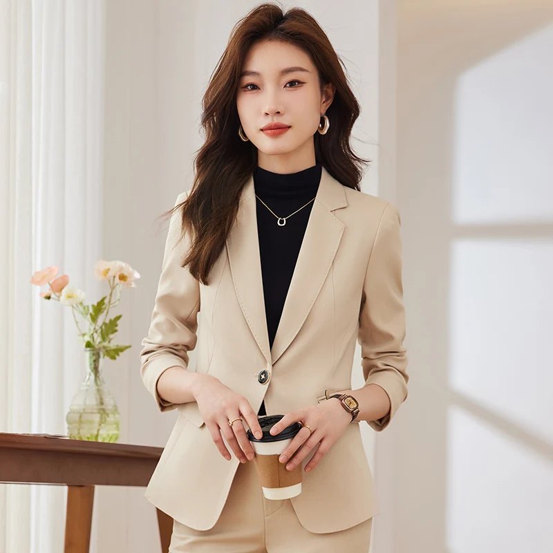 S-4XL Large Size New Arrival Autumn Winter Women Ladies Black Blazer Red Apricot Female Long Sleeve Solid Formal Jacket Coat Y2K
