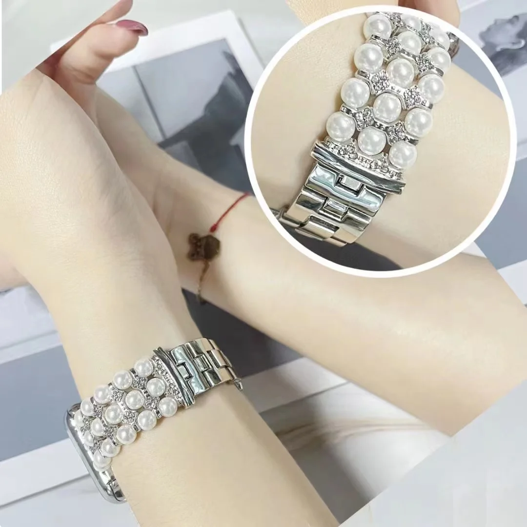 Jewelry metal strap For Apple watch Ultra 8 7 49mm 45mm 41mm 6 5 4 SE 44mm 40mm Luxury Ladies Wristband For iwatch 3 42mm 38mm