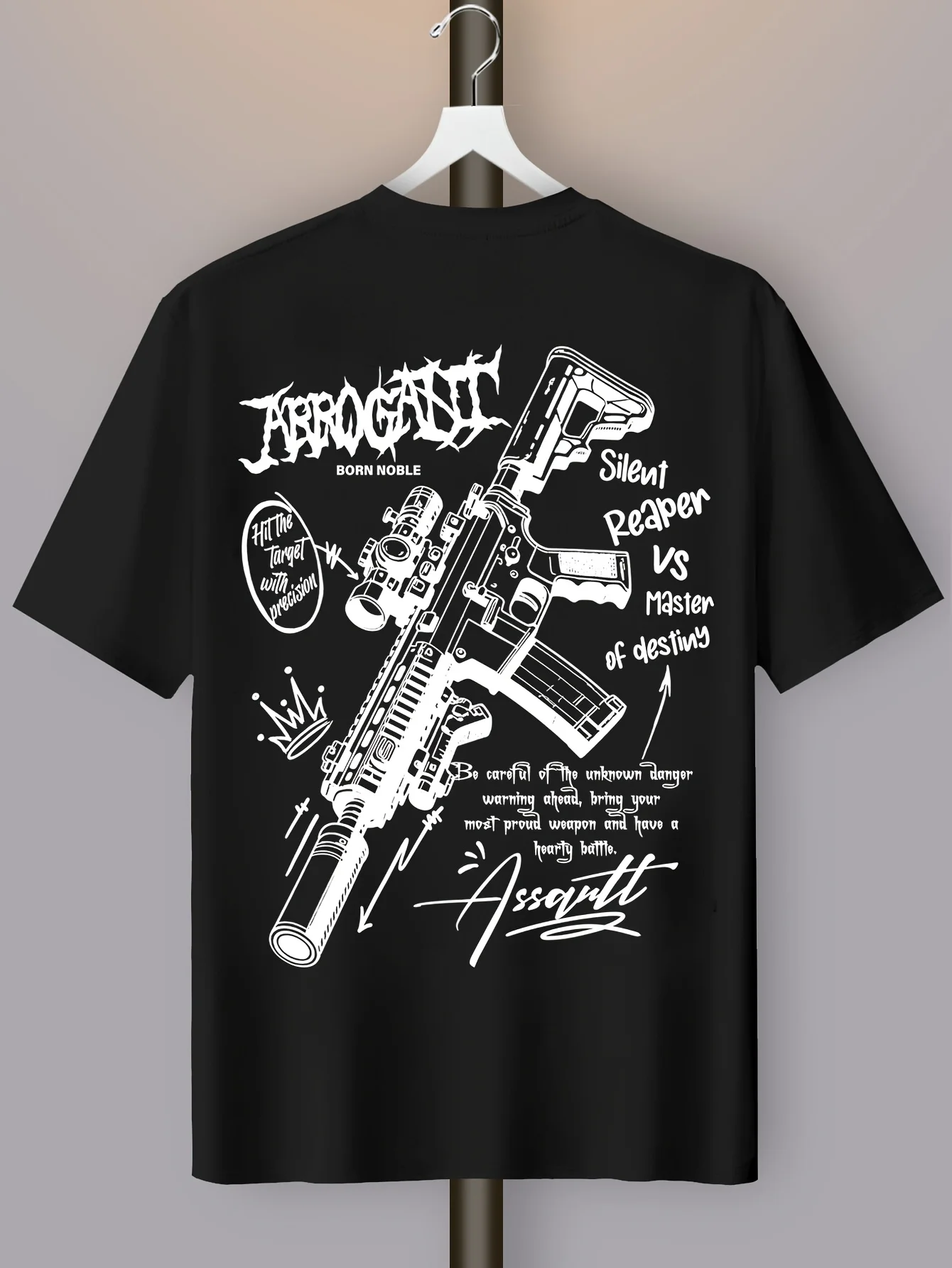 Sommer-Herren-T-Shirt mit lustigem Graffiti-M4-Motiv und handgeschriebenen Buchstaben, trendiges Streetwear-T-Shirt aus 100 % reiner Baumwolle, weiches Material – Detail 13