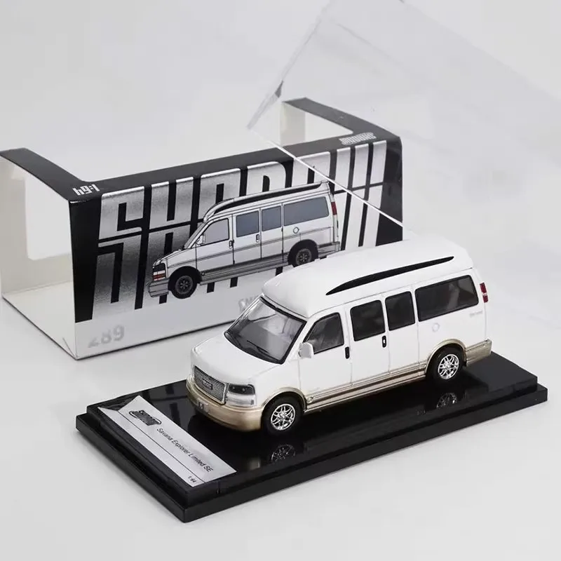 새로운 입고 상품 섀도우 1:64 GMC MPV 미니밴 밴 모델 합금 미니어처 다이캐스트 모델 대형 미국 MPV 모델 장난감 어린이 장식품 선물