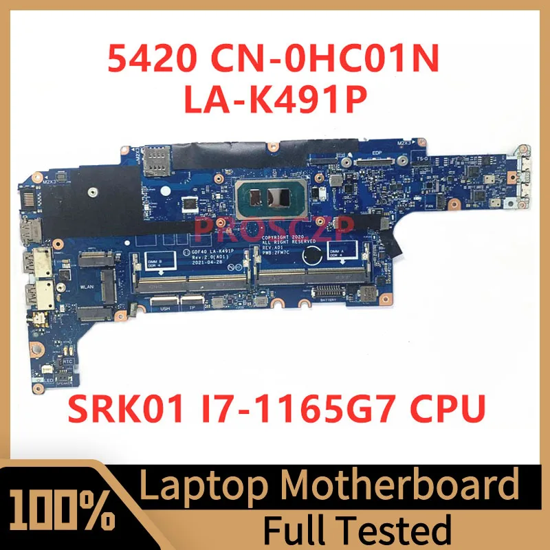 

CN-0HC01N 0HC01N HC01N материнская плата для DELL 5420 материнская плата GDF40 для ноутбука с SRK01 I7-1165G 7 CPU 100% Полная работа