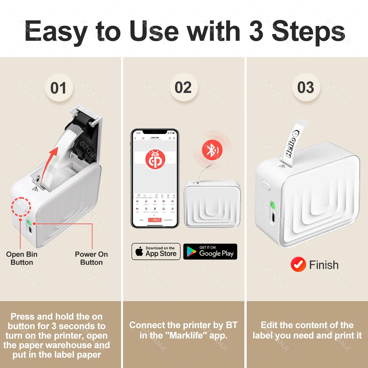 M1 Wireless Bluetooth Thermal Label Printer Mini Portable Adhesive Label Maker Fast Printing Similar as Marklife P15 P11 P12 L12