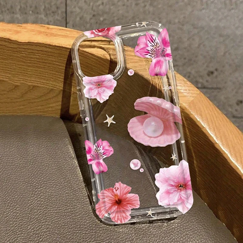 Tropical Pink Starfish & Flower Shell Phone Case Cover