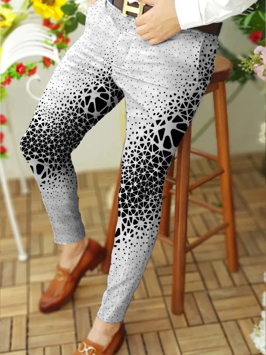2022 NEW Men Business Casual  Trousers Retro Pattern Print Straight Long Pants Mens Spring Autumn Fashion Streetwear