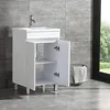 20 Inch Free Standing Bathroom Vanity Cabinet with 2 Doors Undermount Resin Sink and Chrome Faucet Combo White 6