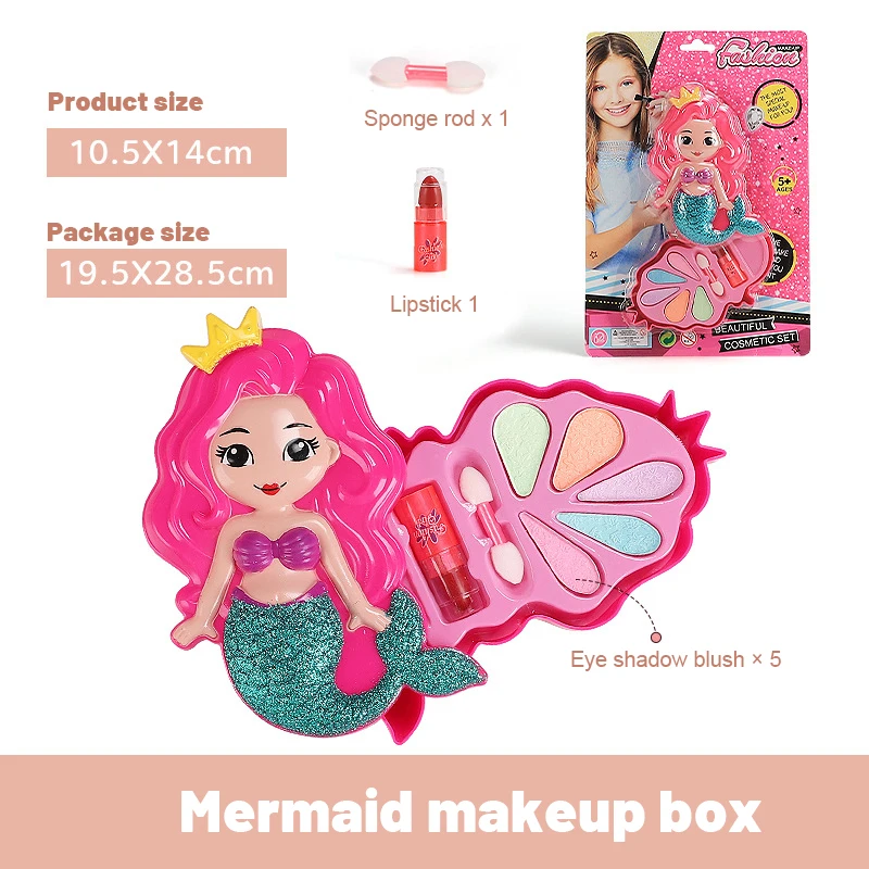 thumbnail image 1 of Juguetes de maquillaje de princesa de simulación para niñas, casa de juegos, cosméticos para niños, lápiz labial, sombra de ojos, juego de cosplay para fiestas infantiles, 1 of 5