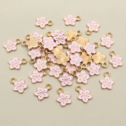 Vibrant Multi - Color Alloy Flower Charms for Jewelry Making - Set of 50 (Pink)