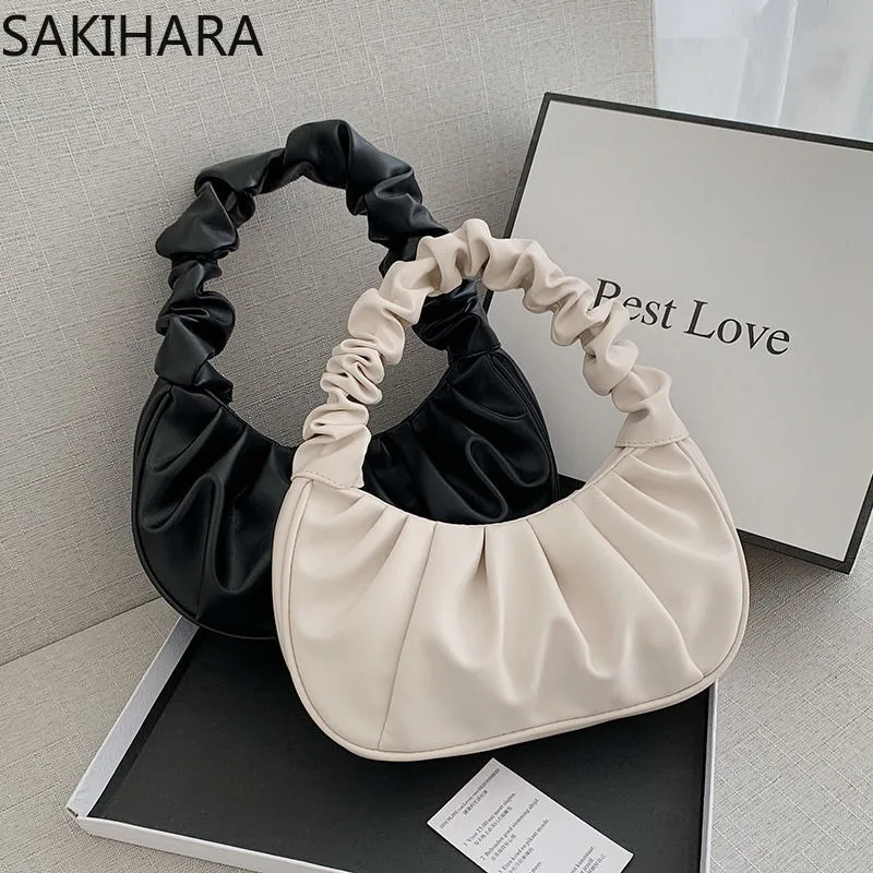 

Сумка на плечо для женщин темпераментная Милая модная дизайнерская плиссированная универсальная однотонная сумка из искусственной кожи женские сумки