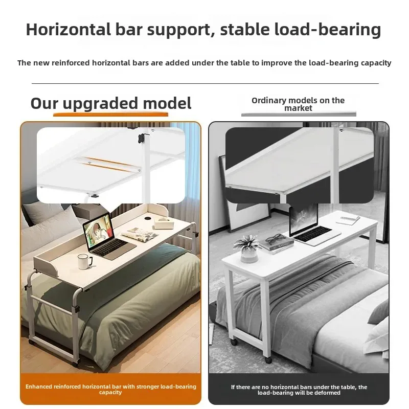 Double Desktop Laptop Table On Bed Mobile Adjustable Straddle Bed Lazy Table Care