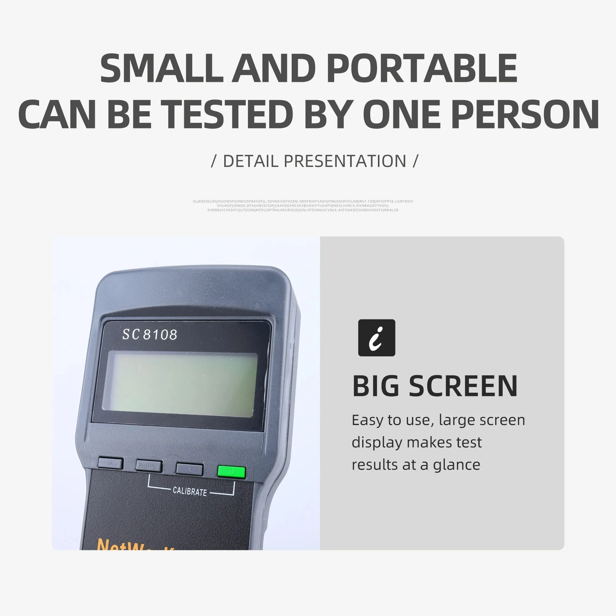 SC8108 LCD Digital PC Data Network CAT5 RJ45 LAN Phone Cable Tester Meter Portable Multifunction Wireless Network Tester
