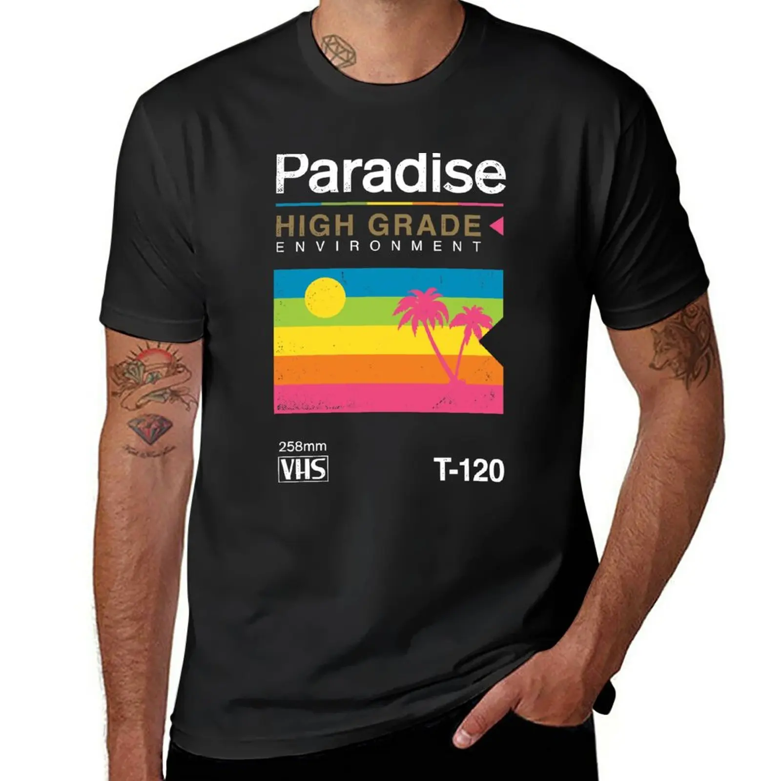 

Retro VHS Paradise Pun Tropical Sunset T-Shirt Aesthetic clothing Short sleeve tee mens funny t shirts