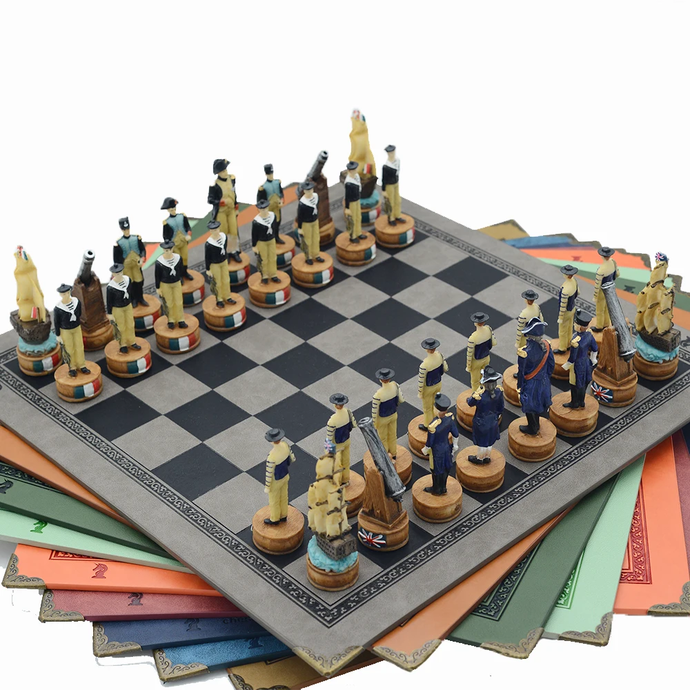 High End Chess Kit French Retro Plaid Study Decoration Natural