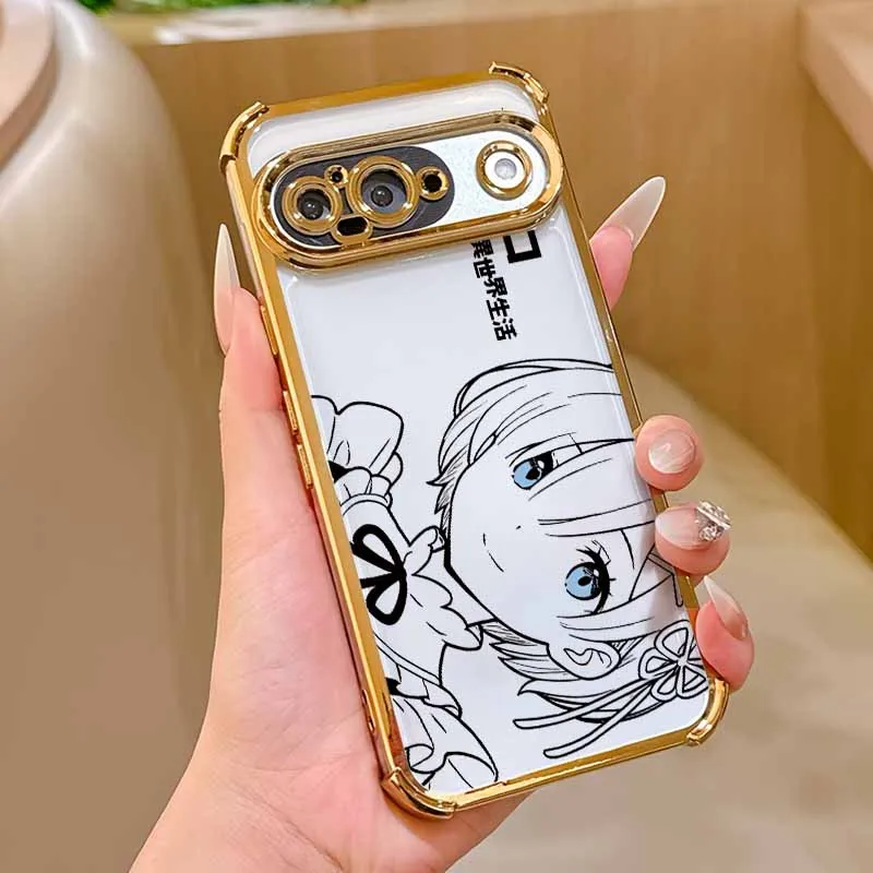 Kawaii Rem Emilia Plating Drop-Proof Transparent Phone Case
