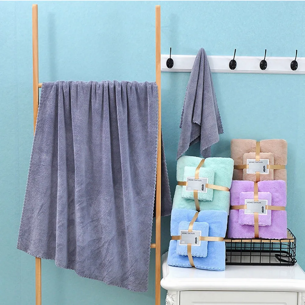 3Pcs Towel Bath Towel Set Bathroom Hand Face Shower Towels for Adults Kids Soft Absorbent Robes Wearable Absorbent Towe