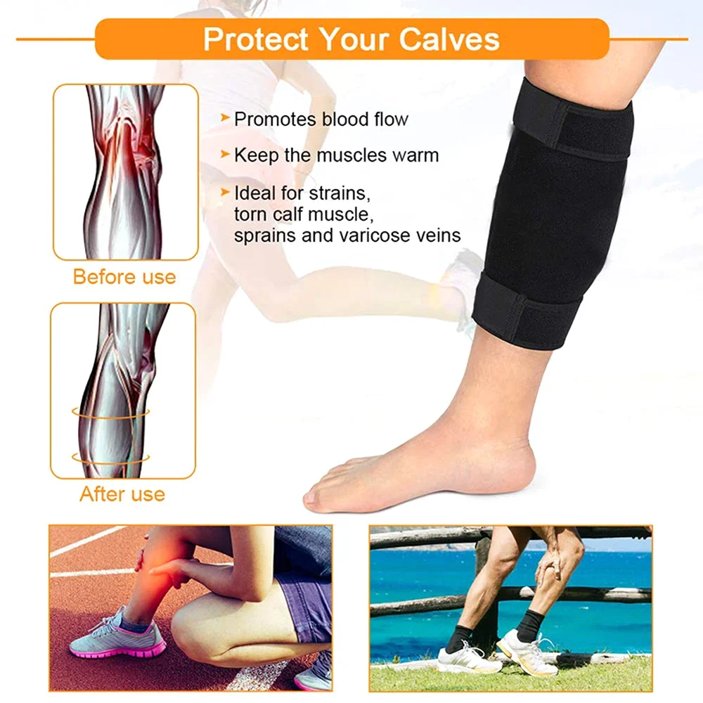 Leg Compression Sleeves Sports Calf Shin Support Brace Adjustable Calf Brace Compression Leg Sleeve Wrap Band for Running 1Pcs