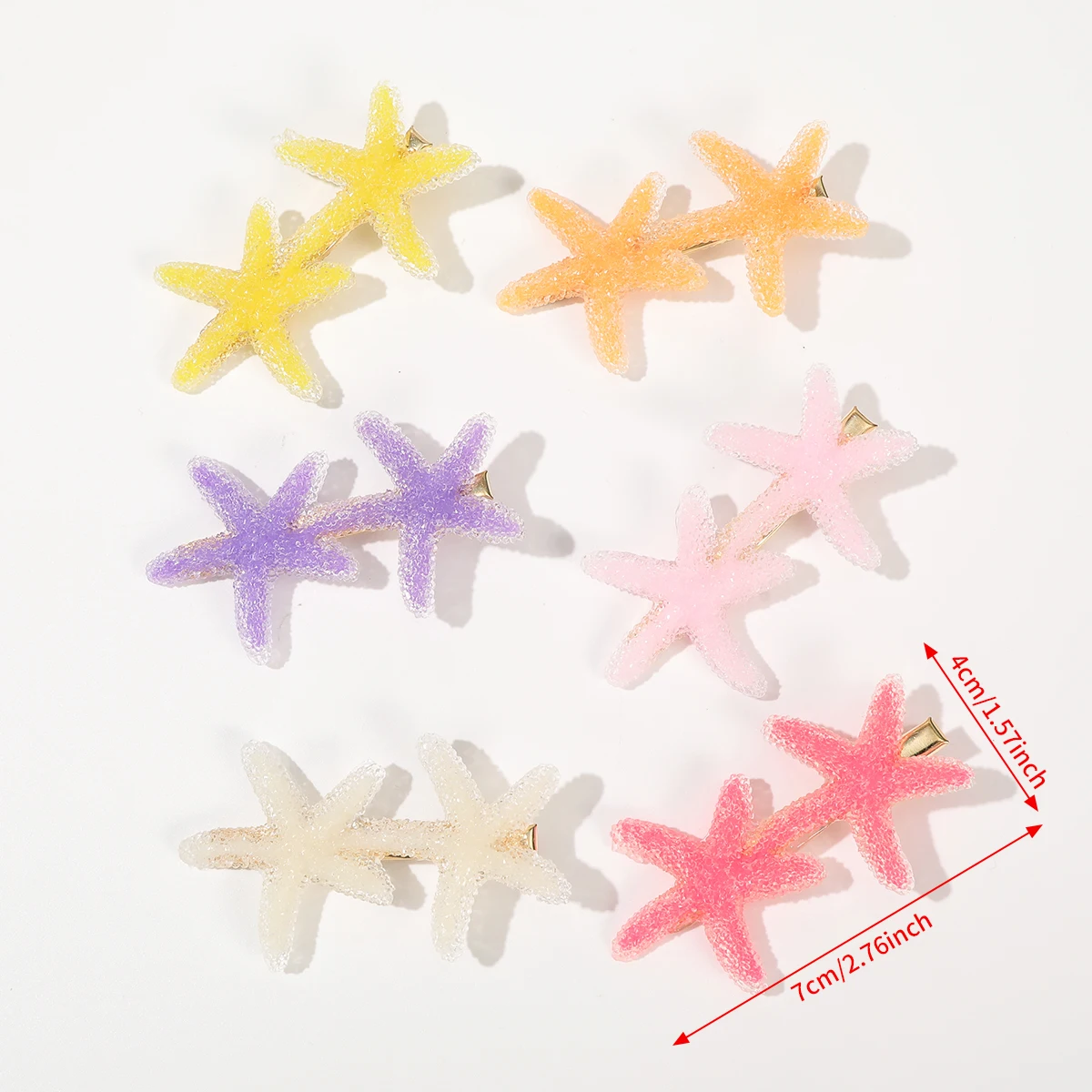 Starfish Shell Hair Clip Girls Sweet Side Clip Candy Color Korean Hairpin Bangs Clip Beach Holiday Party Hair Accesories