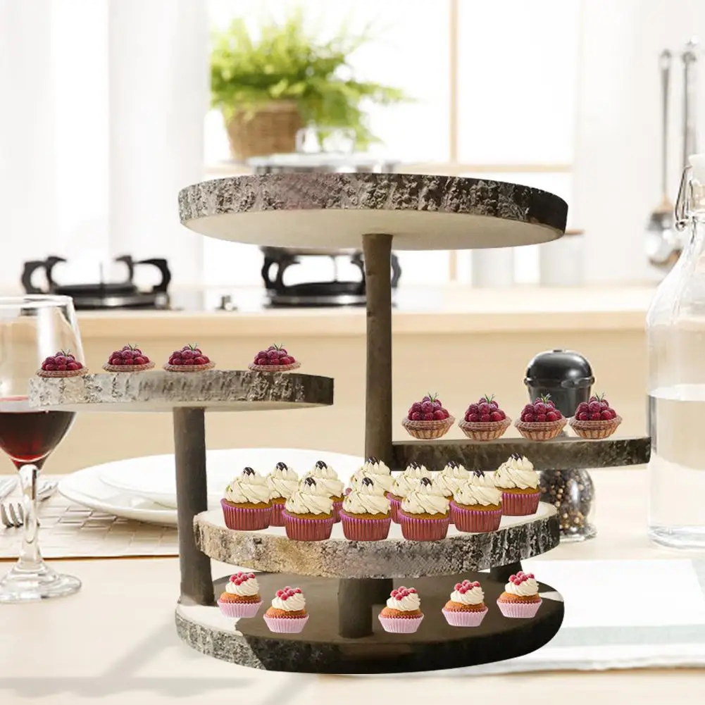 

4 Tier Round Tower Stand For Farmhouse Tiered Tray Decor Display For Birthday Graduatio E6Z6