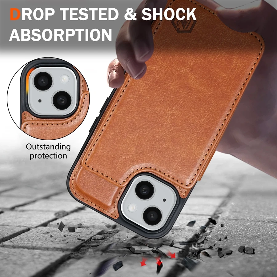 RFID Blocking Leather Wallet with Anti-Theft Magnetic Case and Card Holder